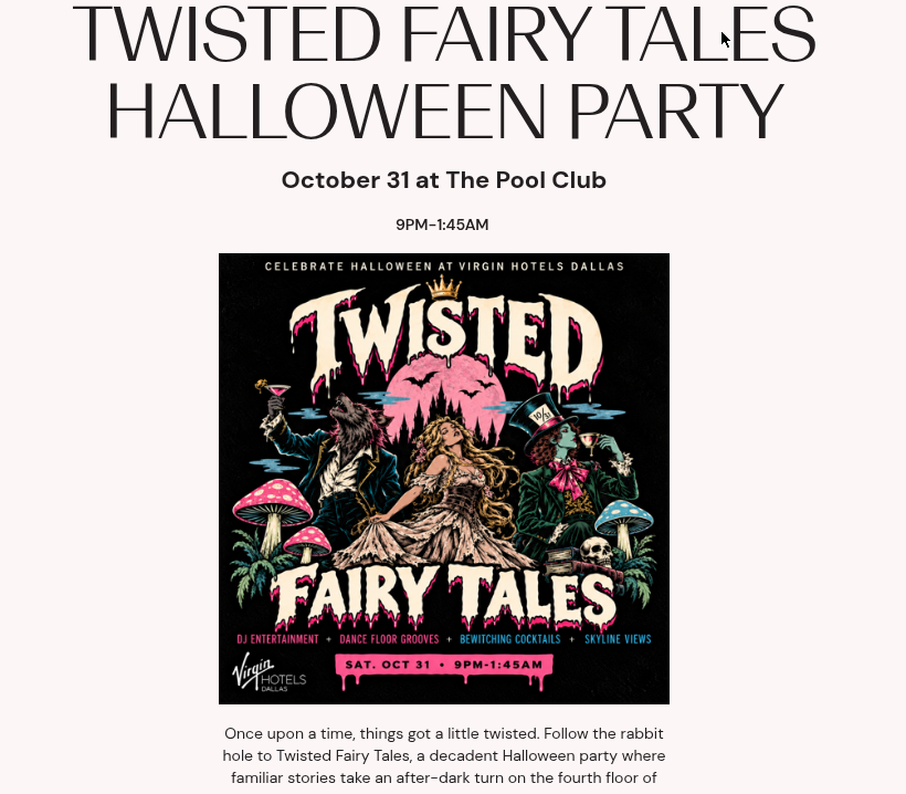 Virgin Hotels Twisted Fairy Tales page